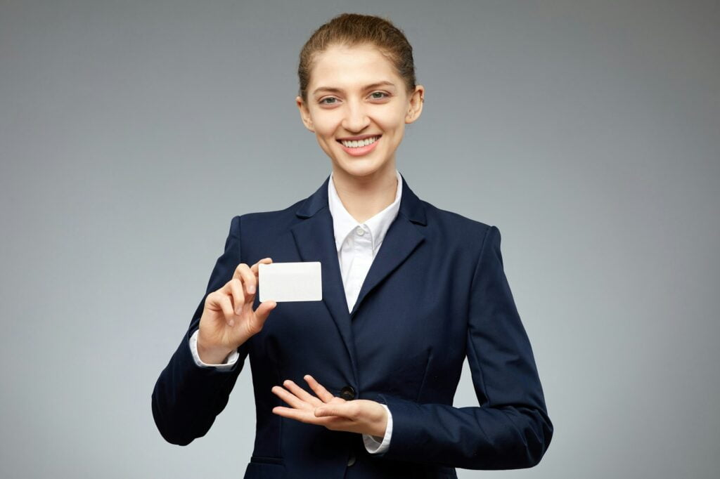 Woman Presenting Business Card